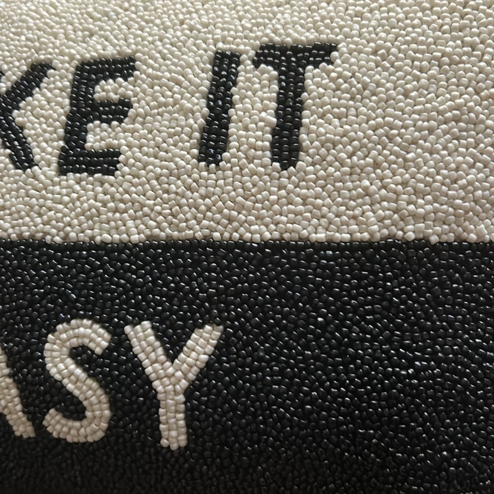 Kate Spade x Target Beaded Lumbar Throw Pillow Black/White Take it Easy NWT - Picture 4 of 6